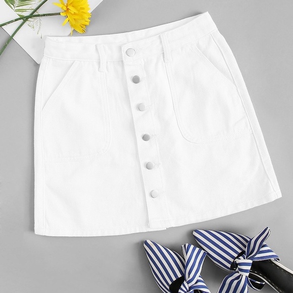 SHEIN Dresses & Skirts - White button up mini skirt
